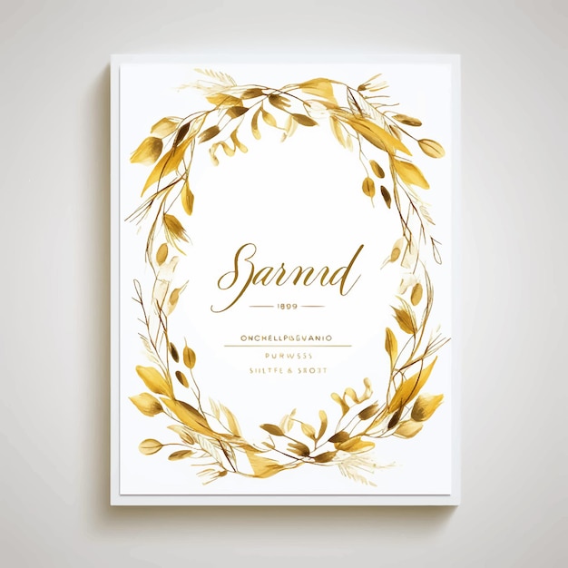 invite marriage trendy ornament watercolor wedding romantic border cover greeting graphic gold