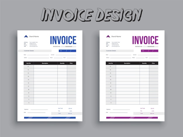 Invoice Business invoice form template money bills or pricelist Design