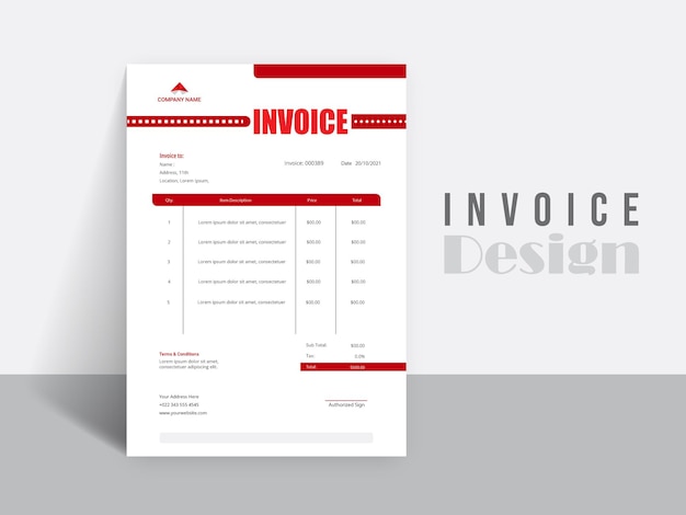 Invoice Business invoice form template money bills or pricelist Design