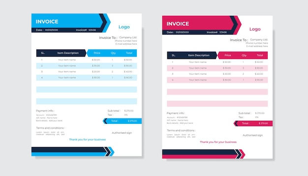 Invoice corporate business template design