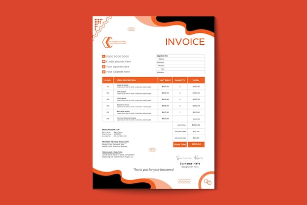 Invoice design for corporate business template