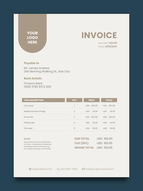 invoice design template vector editable