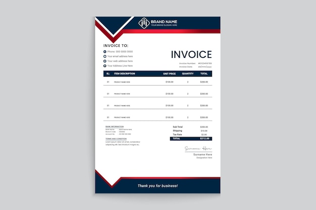Invoice design template vector