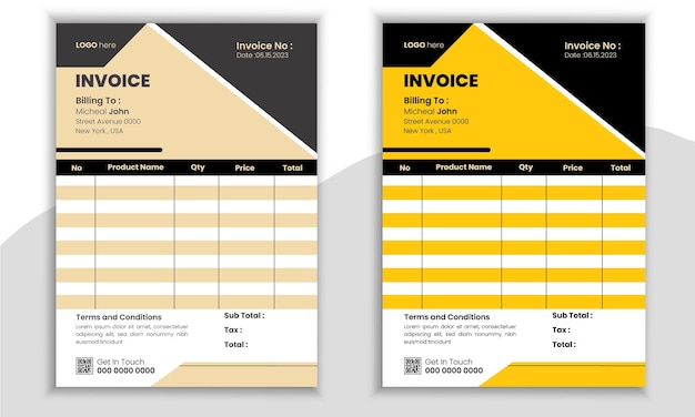 Vector invoice design template for your business