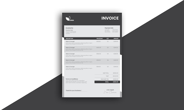 Vector invoice design template