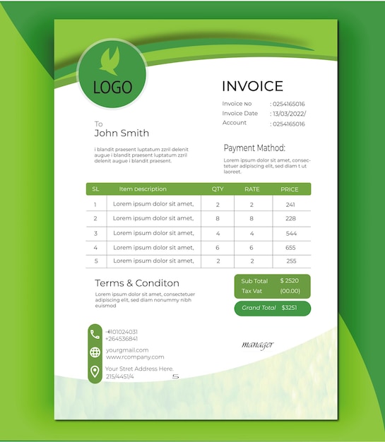 Vector invoice design template