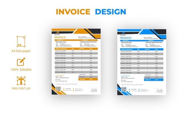 Vector invoice design vector templates