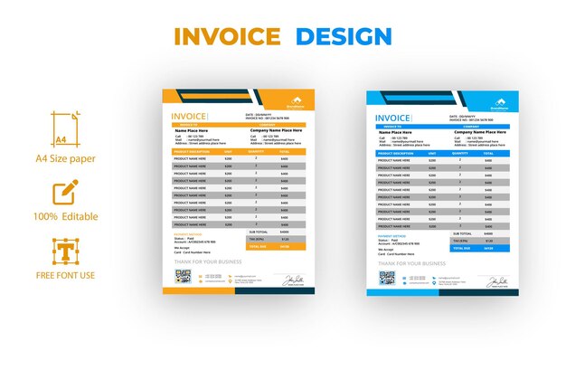 Vector invoice design vector templates