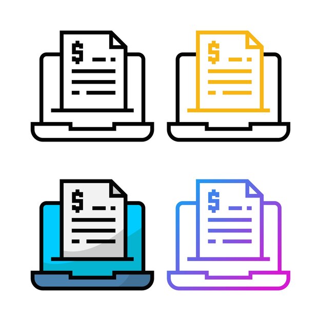 Design dell'icona della fattura in quattro varianti di colore