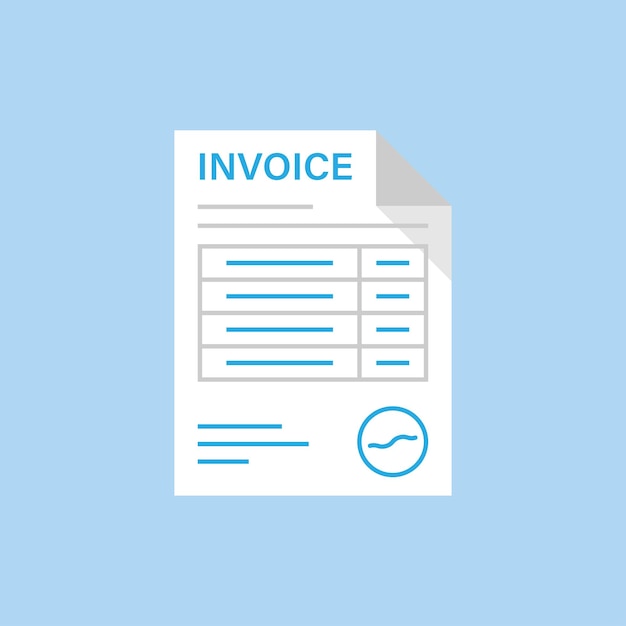 Invoice icon in flat style Transaction document vector illustration on isolated background Tax form sign business concept