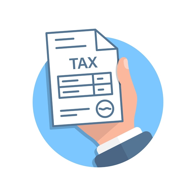 Счет-фактура в руке иллюстрация в плоском стиле векторная иллюстрация документа транзакции на изолированном фоне бизнес-концепция знака налоговой формы