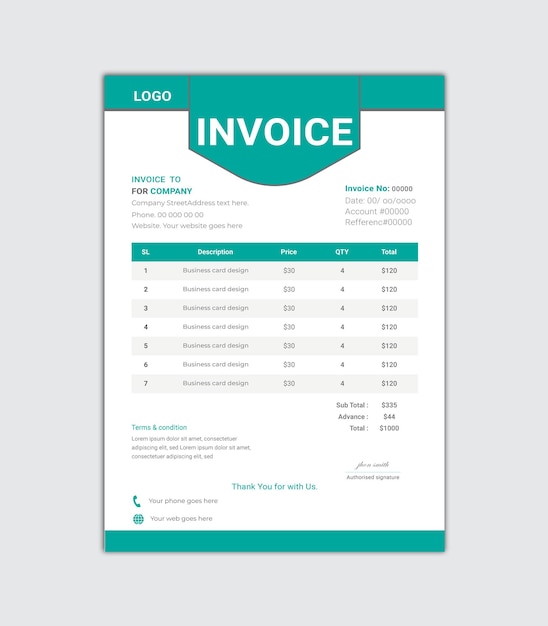 Invoice minimal design template Bill form business invoice accounting