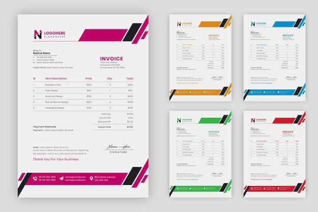 Invoice minimal design template Bill form business invoice accounting