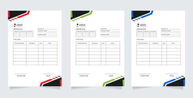 Invoice minimal design template. Bill form business invoice