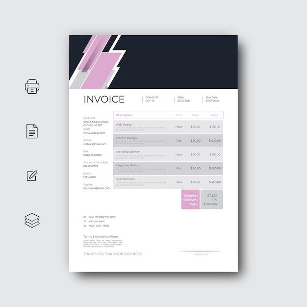 invoice pink design