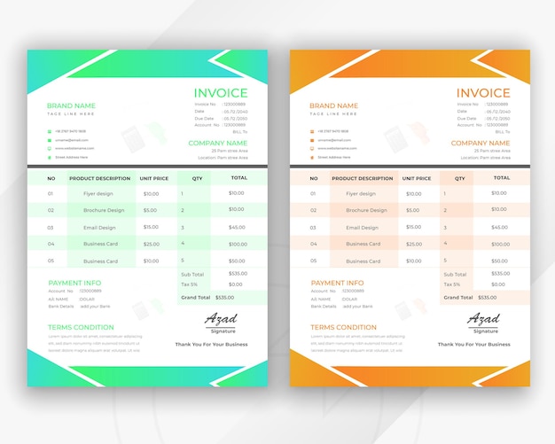 Invoice and professional stationery or note cover best design template