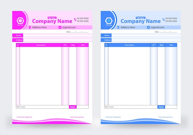 Vector invoice template design in minimal style