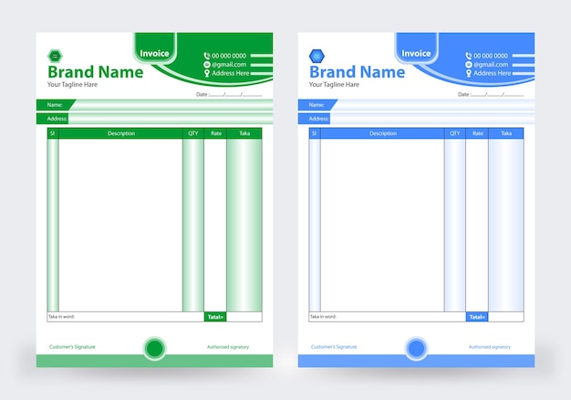 Vector invoice template design in minimal style