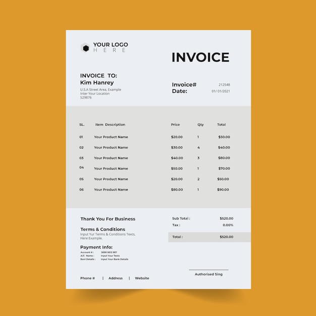 Vector invoice template design