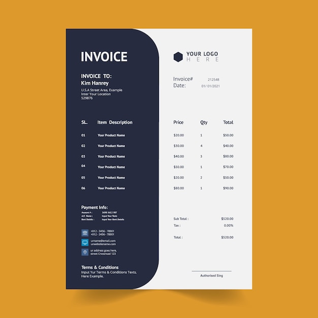 Vector invoice template design