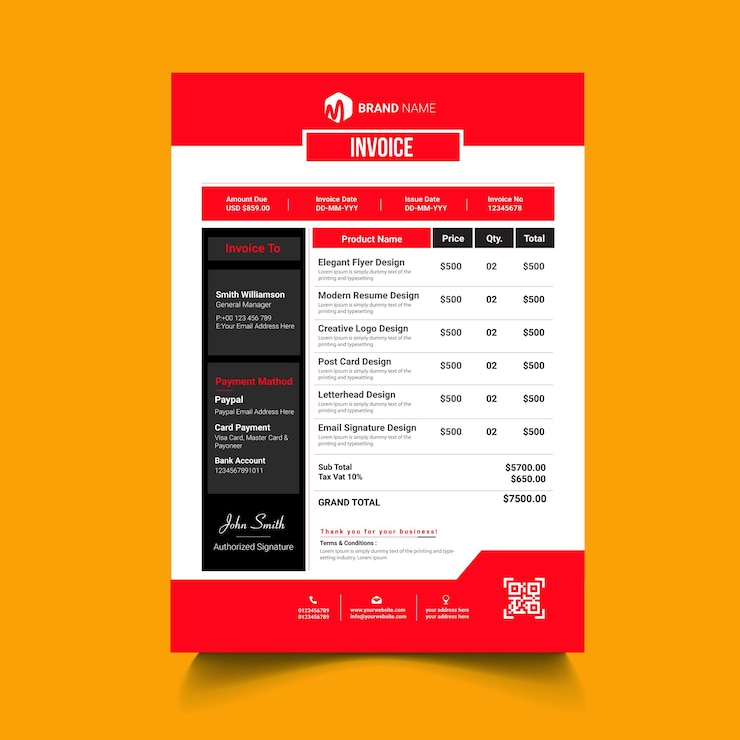 Vector invoice template design