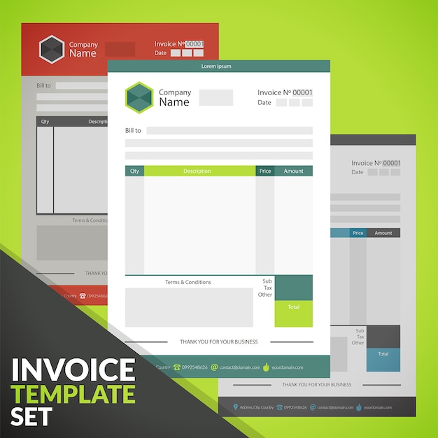 Vector invoice template set