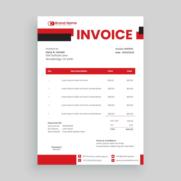 Invoice template Vector design for your business