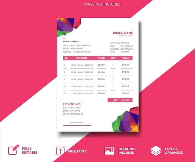 invoice template vector design