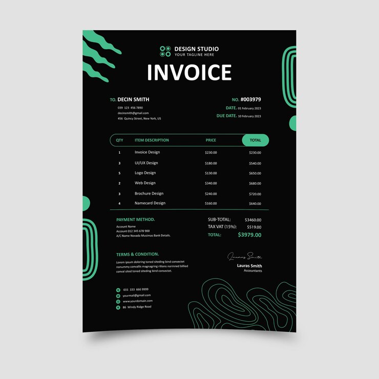 Vector invoice template vector design