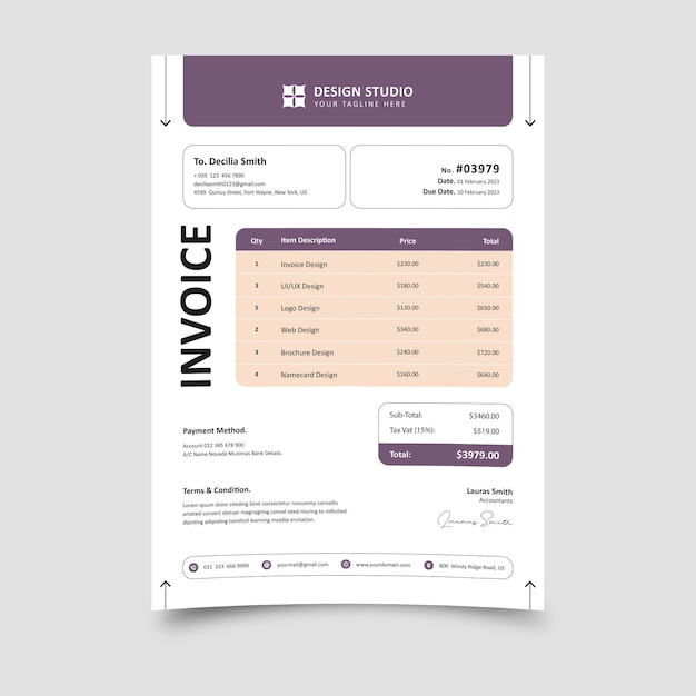 Invoice template vector design