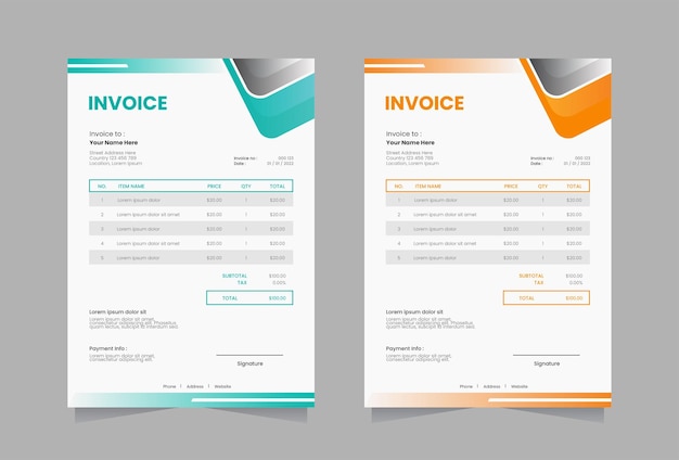 Invoice template vector design