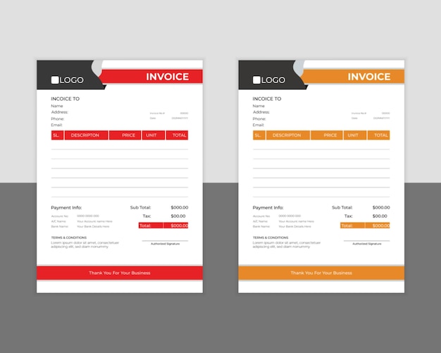 Vector invoice template with premium design