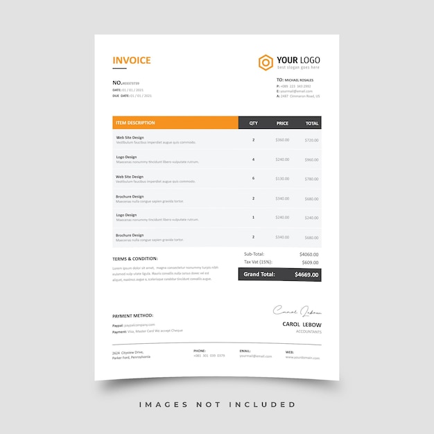 Vector invoice template