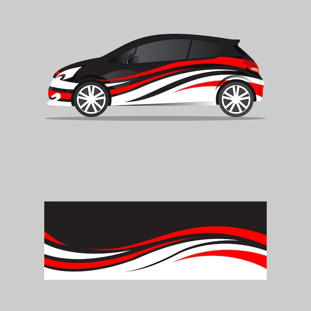 inwikkeling auto sticker golvende rode stijl ontwerp vector