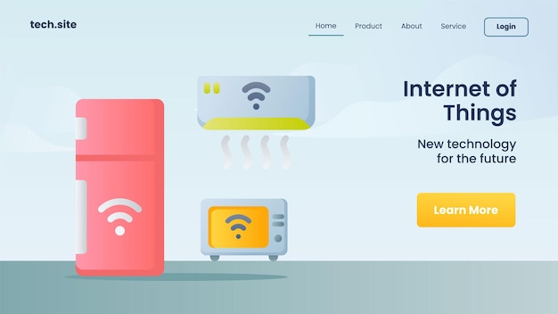 웹 사이트 템플릿 방문 홈페이지 벡터 일러스트 레이 션에 대한 사물의 Iot 인터넷