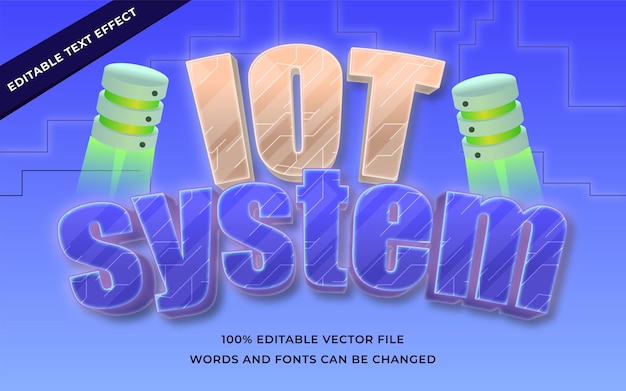 Iot system text effect editable for illustrator