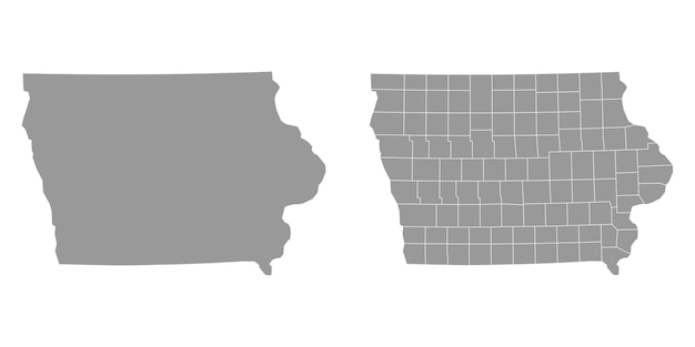 Vector iowa state gray maps vector illustration