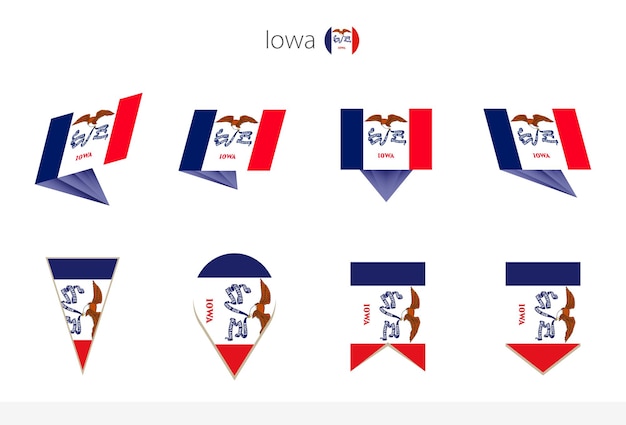アイオワ米国州旗コレクションアイオワベクトル旗の8つのバージョン