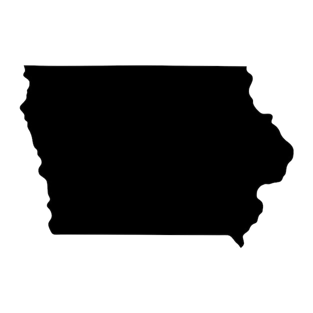 Iowa zwarte kaart op witte achtergrond