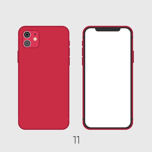 Iphone 11 rode kleur. realistisch smartphonemodel. vector