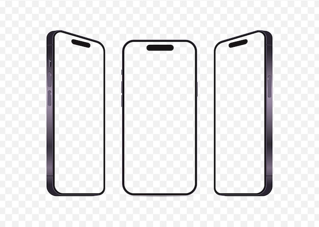 Iphone 14 プロ、プロマックス。モックアップ画面の iphone とサイドの iphone。ベクトル イラスト