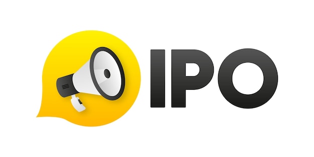 IPO-concept IPO is beursgang Bedrijf gaat naar de beurs Investering nieuwe aandelen zakenman handelaar handel in aandelen op IPO Vector illustratie