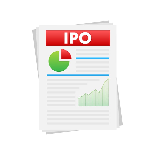 Концепция первичного публичного предложения IPO в плоском стиле инвестиций и значков стратегии Векторная иллюстрация