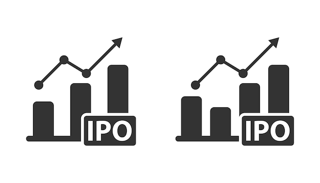 IPO-pictogram IPO beursintroductie of beurslancering pictogram Platte vectorillustratie