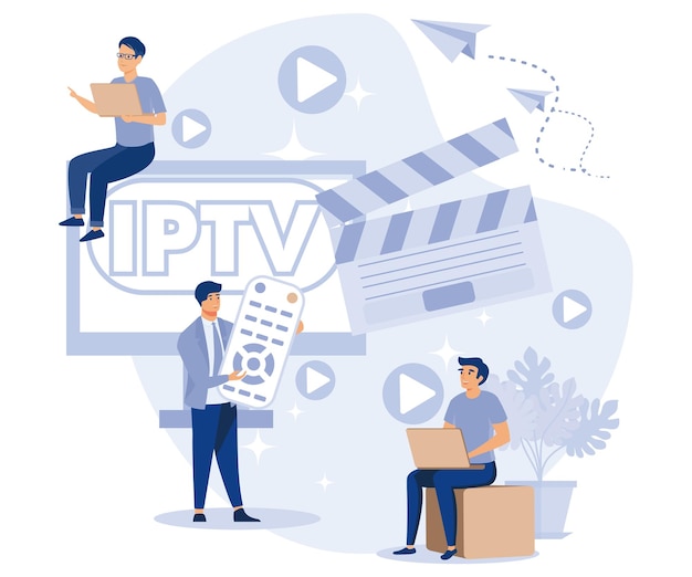 IPTV-concept Internetprotocol televisie Slimme multimediatechnologie platte moderne vectorillustratie