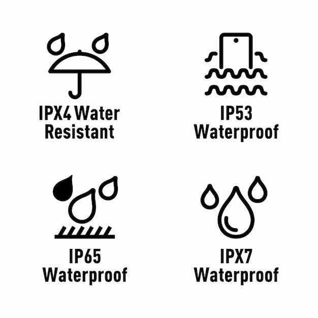 Vector ipx4 ip53 ip65 ipx7 waterproof vector information signs