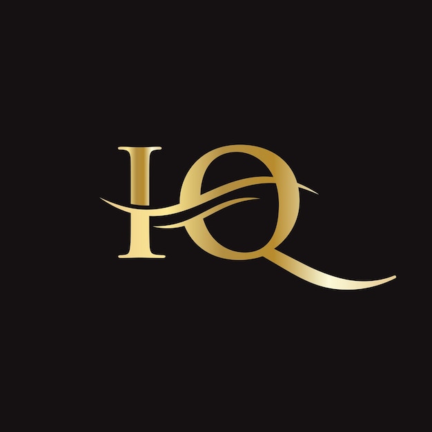 IQ-logo-ontwerp Premium Letter IQ-logo-ontwerp met watergolfconcept