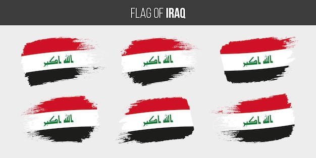 Irak vlaggen Penseelstreek grunge vector illustratie vlag van irak geïsoleerd op wit