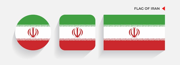Вектор Иран флаги расположены в круглых квадратных и прямоугольных формах
