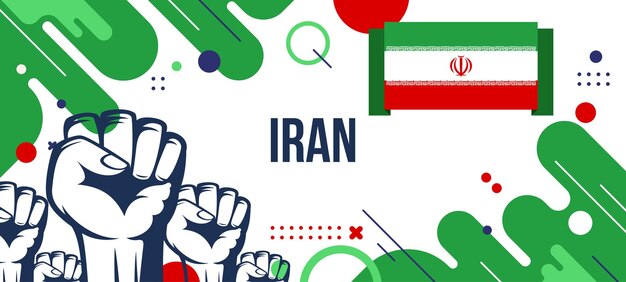 Iran national day banner with flag, and geometric abstract background design